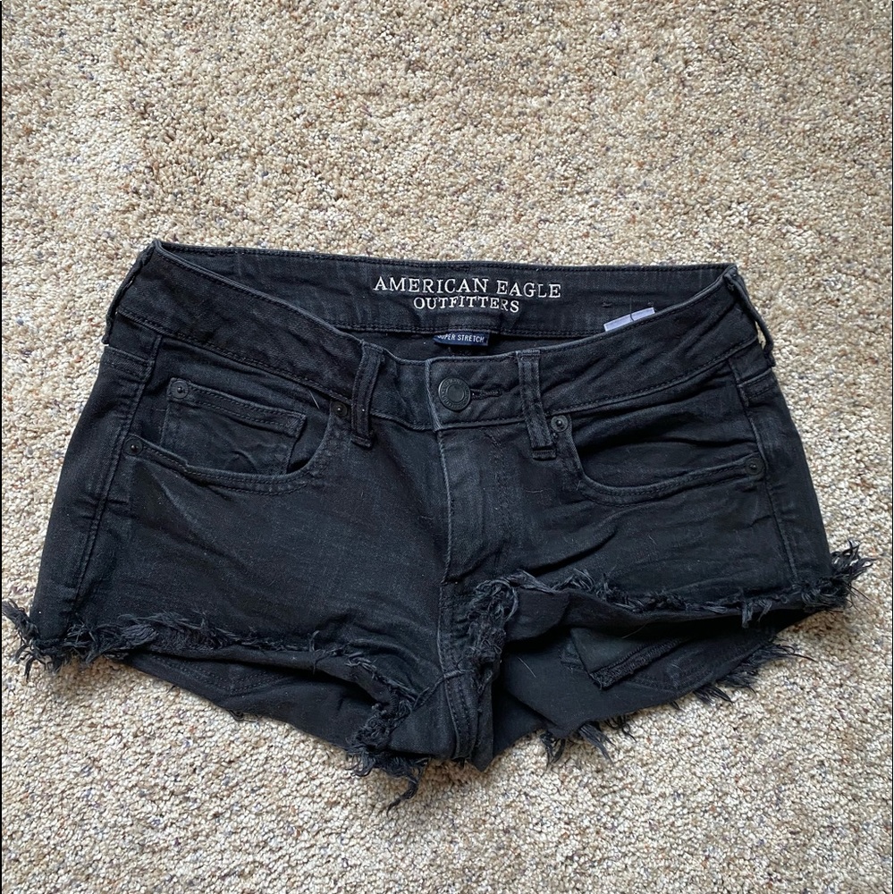 Super low shortie American eagle black jean shorts